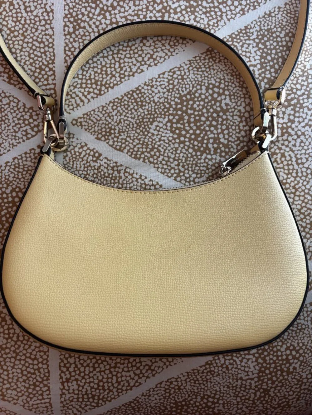 kate spade Yellow Pebbled Leather Crescent Shoulder Bag w/ Adjustable Strap